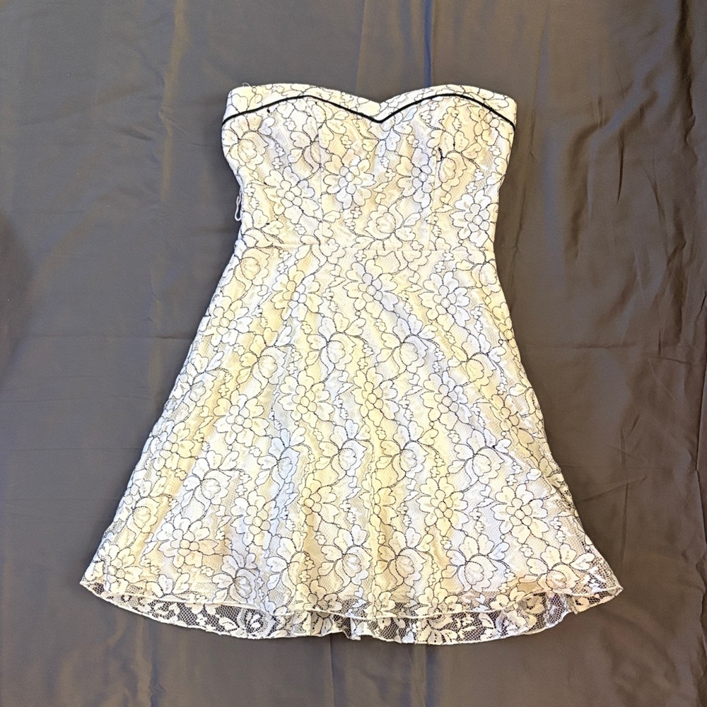 Speechless Ivory Floral Lace Strapless Skater Party Dress Size 7